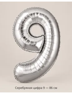 Шар «Серебряная цифра 9», 86 см — Ростов-на-Дону