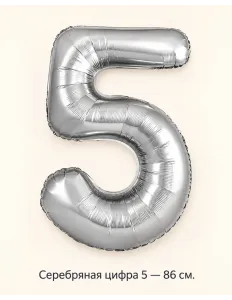 Шар «Серебряная цифра 5», 86 см — Ростов-на-Дону